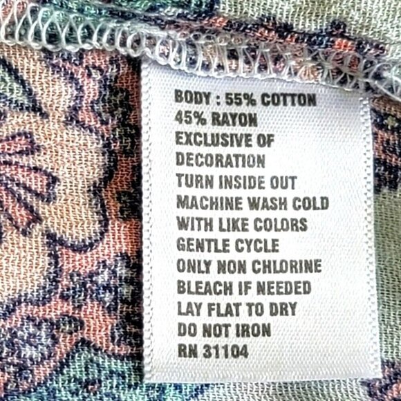 Red Camel Women Plus Floral Boho Chic Coral Blue Flounce Tunic Top Blouse 1X - Picture 6 of 6